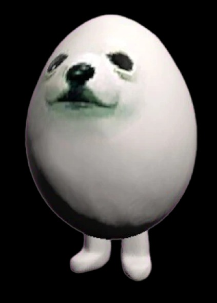 A dog in the shape of an egg